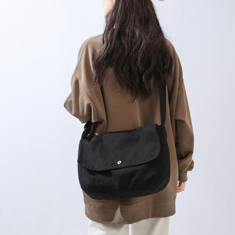 Washed canvas bag New casual simple messenger bag Ladies Harajuku trendy cool locomotive student shoulder bag