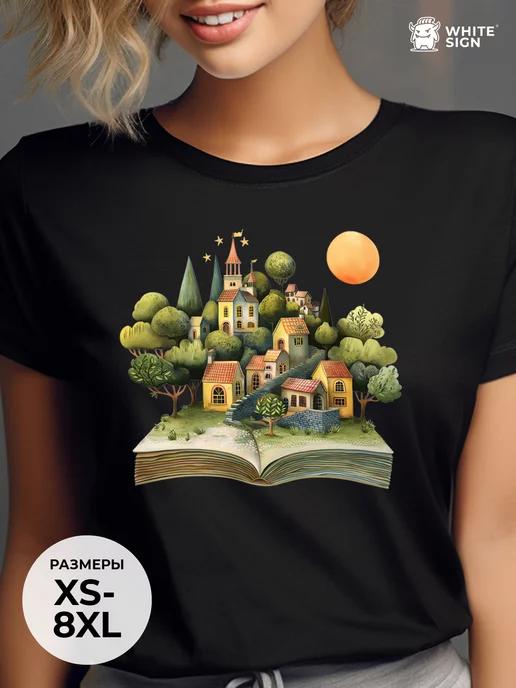 Oversized summer T-shirt with Fairy Tale print S