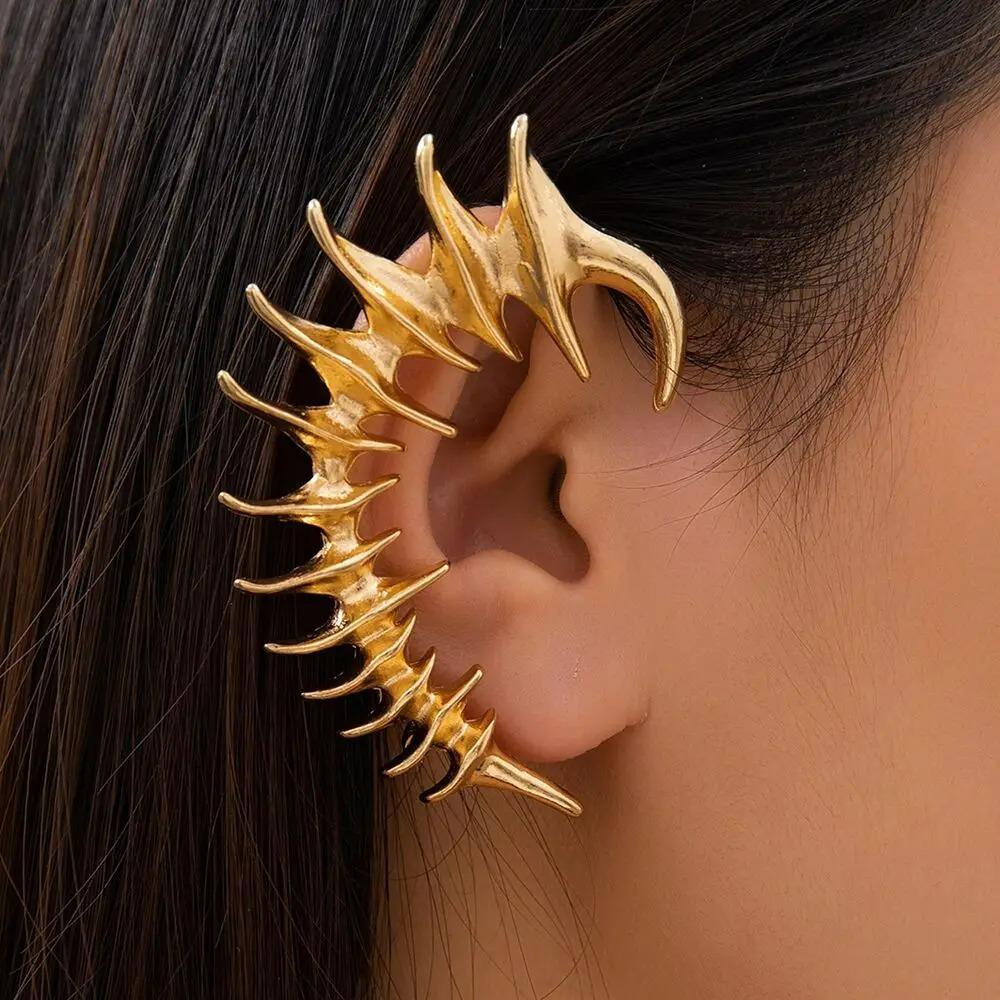 Gothic Hip Hop Teenagers Punk Personality Dragon Spiny Bone Clip No Piercing Ear Cuffs Earrings for Women Street Party Jewelry