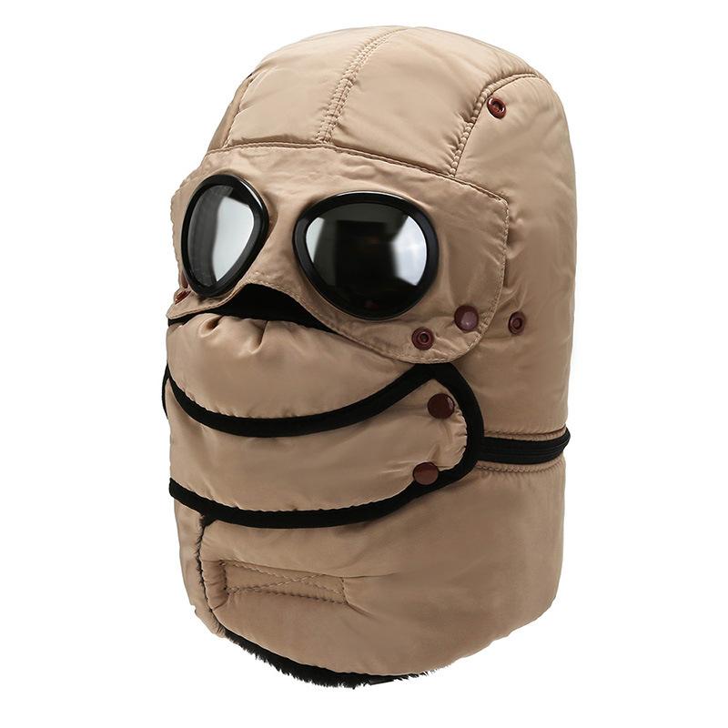 Χειμερινό Θερμικό Φλις Καπέλο Ιππασίας Σκι Μάσκα Προσώπου Κολιέ Καπέλα με Γυαλιά