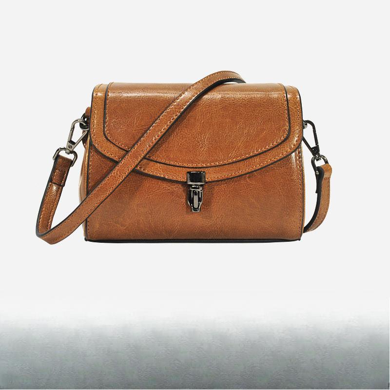 Fengchao Bags and Leather Goods Solid-color Small Square Leather Lock Lock Women's Single-shoulder Bag