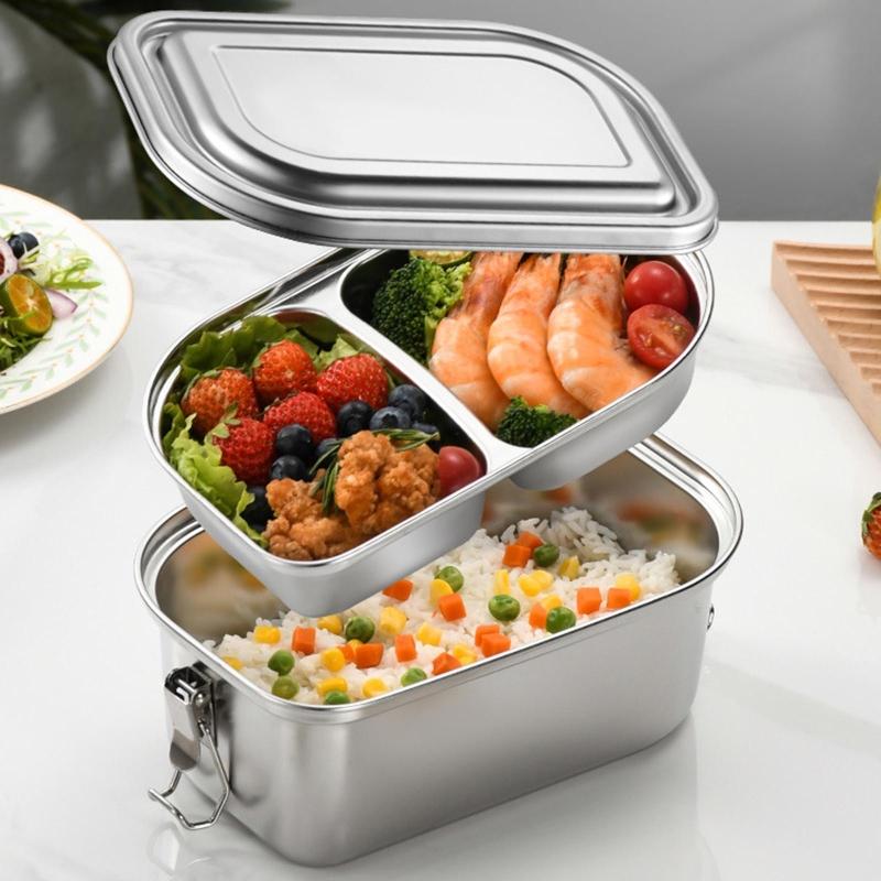 Metal Steel Lunch Box Leak Proof Bentos Box Metal Food Storage Container with Lid Lunch Container Dishwasher Safe