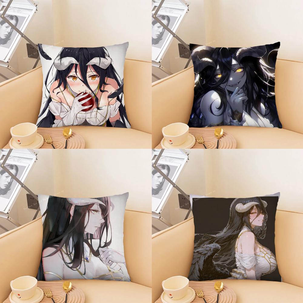 Anime OVERLORD Albedo Pillow Case Square Pillow Bedroom Sofa Leisure Comfort Cushion Car Living Room Home Decoration 40X40