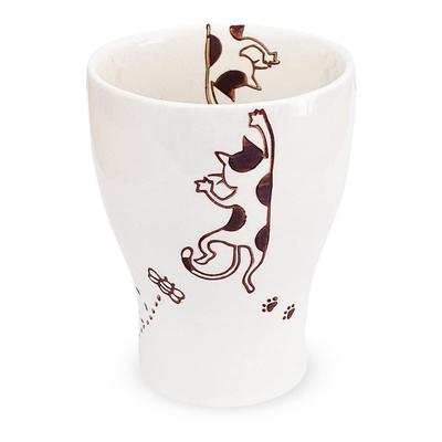 Studio Reverse Cup Mikeko Cat Design Hasami Ware Made In Japan 179652 J-kitchens (J-kitchens) J-kitchens Sho~ /