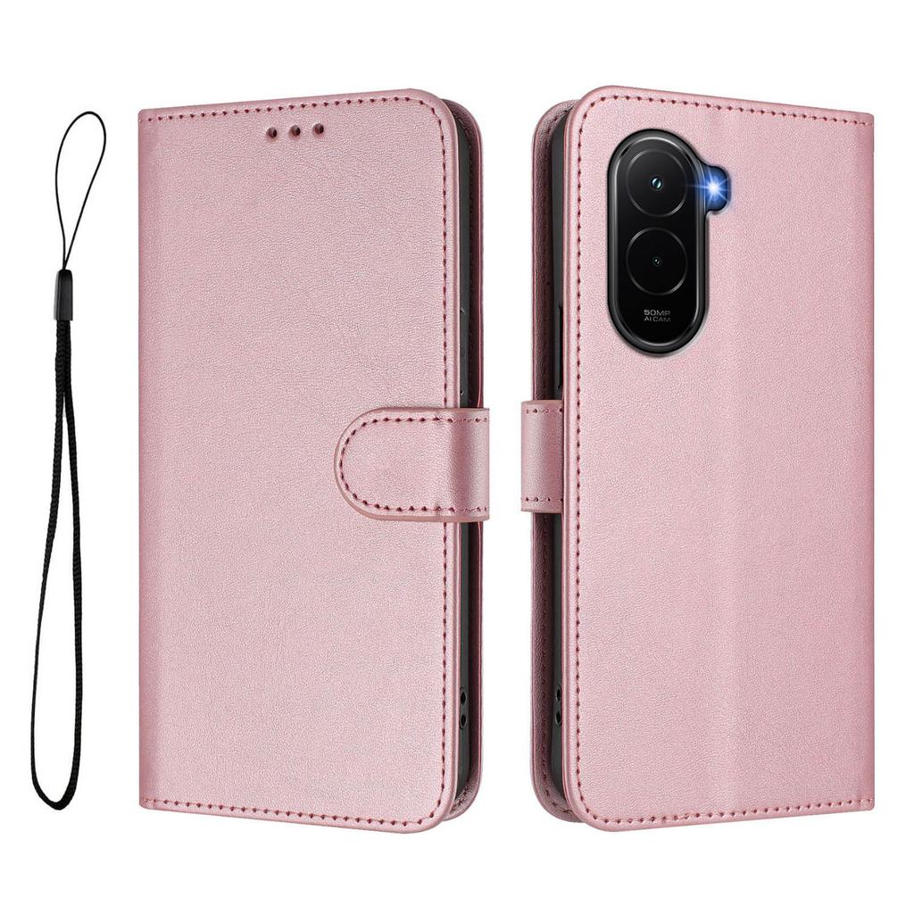 For Xiaomi Poco M7 Plus 5G/M7 4G (169mm) Wallet Case RFID Blocking Calf Texture Leather Stand Phone Cover with Strap