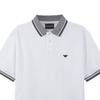 Emporio Armani SS23 Logo Embroidered Striped Trim Short Sleeve Polo Shirt Men tops White 3R1FC0-1JTKZ-0100