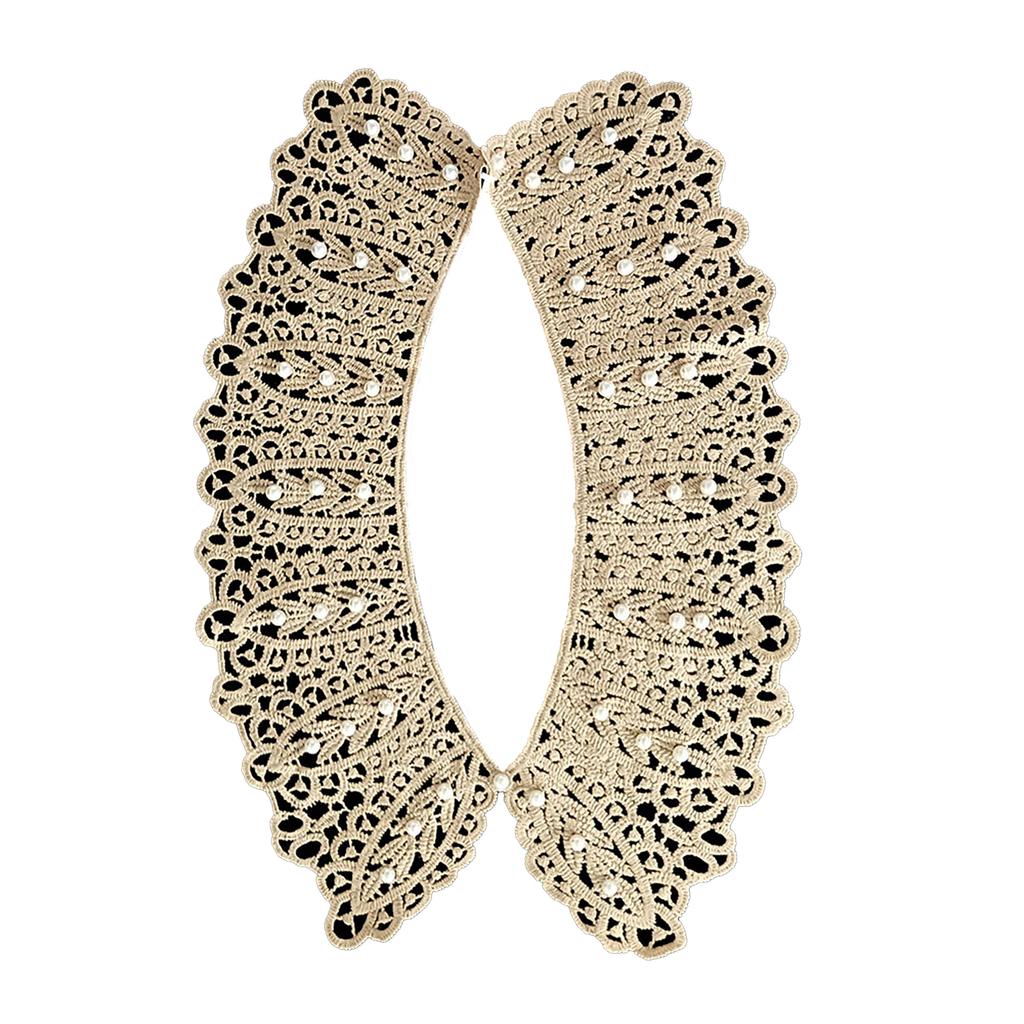Elegant Lace Collar with Pearls Fashionable Women Collar Retros Neck Accessory for Fashionable Women