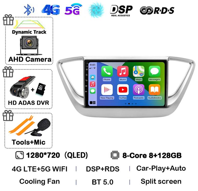 Android 14 Carplay WIFI+4G Car Radio For Hyundai Solaris 2 Verna 2016-2020 Multimedia Video Navigation Player Auto Autoraido GPS