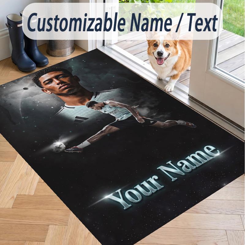 Custom Text Printed Rug Jude Bellingham Non Slip Floor Carpet For Home Room Decor