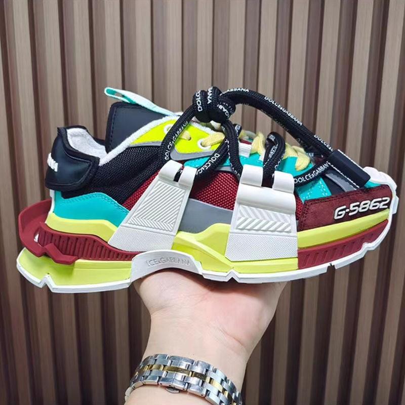 Unisex Chunky Sneakers Low Top Breathable Casual Shoes Men Women Comfortable Round Toe Leather Upper