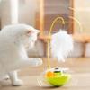 Interactive Cat Rolling Toy ABS Base with Feather Rolling Ball Anti Tipping Design for Cat Play Toy