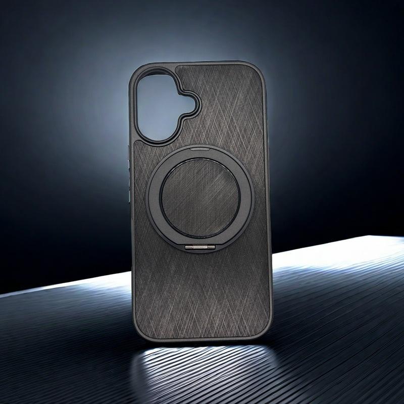 

IPhone 15/14PRO Mobile Phone Case Wood Grain 360 Rotating Magnetic Bracket Suitable for Apple 16 Protection Case iPhone 11 чёрный