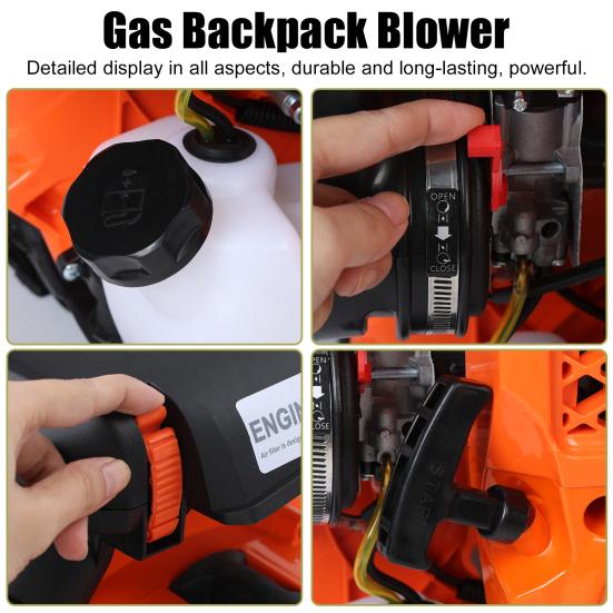 Leaf Blower, 80CC Backpack Gas Leaf Blower, Gas Blower, Up To 900CFM, Powerful Clearing, for Lawn Care Yard Dust Debris