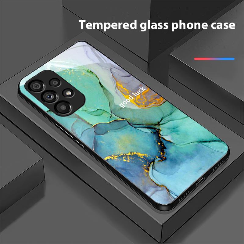 Musterfarbe Marmor für Samsung Galaxy S 8 9 10 20 Plus 21 FE 22 23 24 Ultra S7 Edge Schwarz Gehärtetes Glas Handyhülle Hartschale