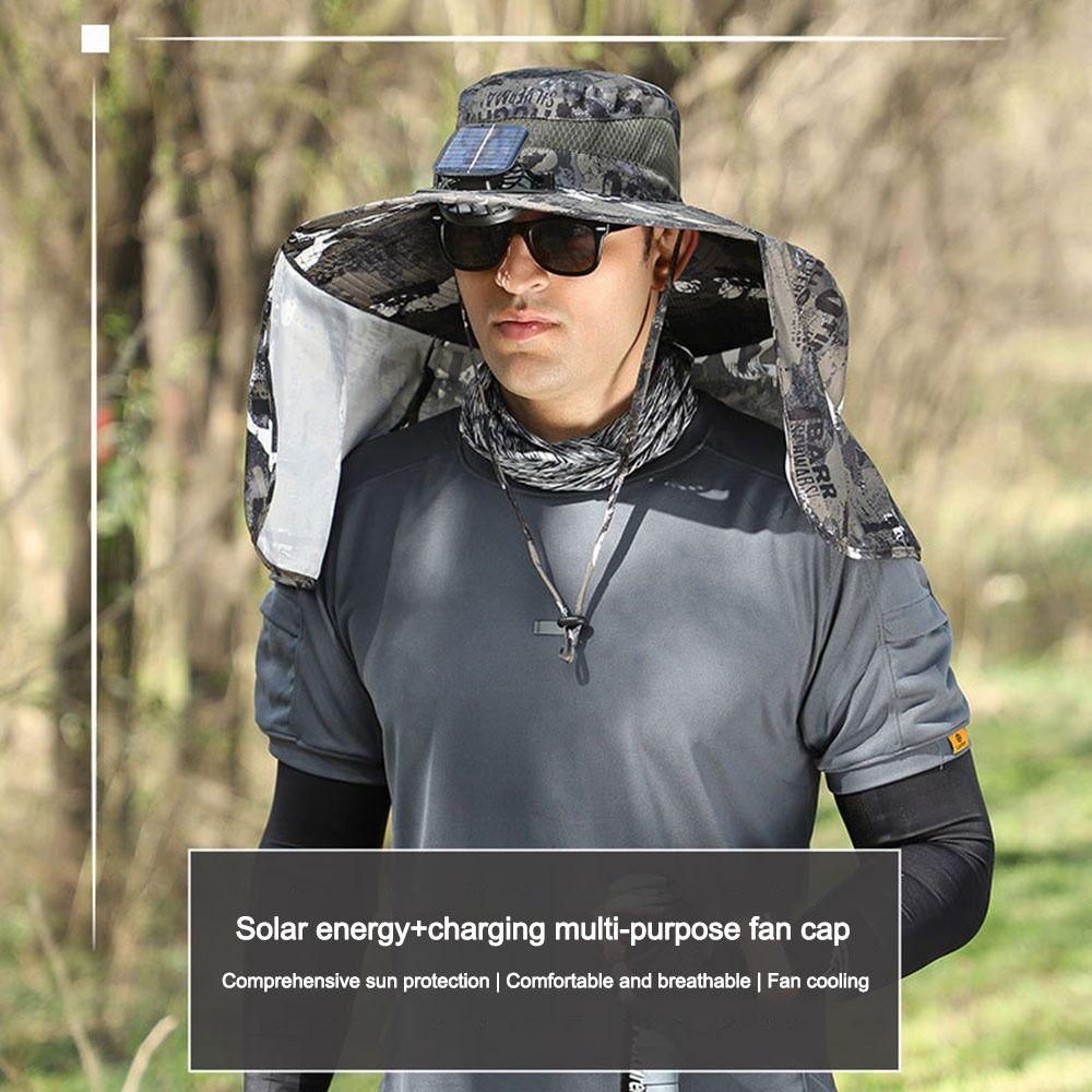 Sun Protection Sun Hat with 2 Solar Fan Fishing Hat  for Fishing Hiking Mountaineering