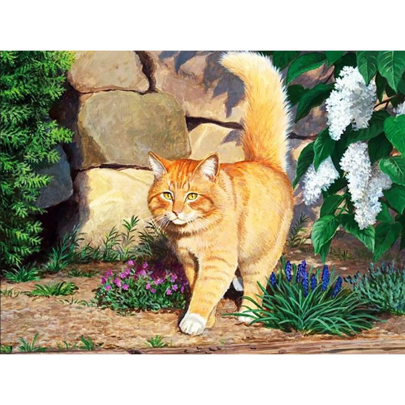 

DIY 5D цветы Алмазная мозаика животное алмазная живопись кошка Алмазная вышивка крестиком картина из страз подарок ручной работы Full Round 20x30CM