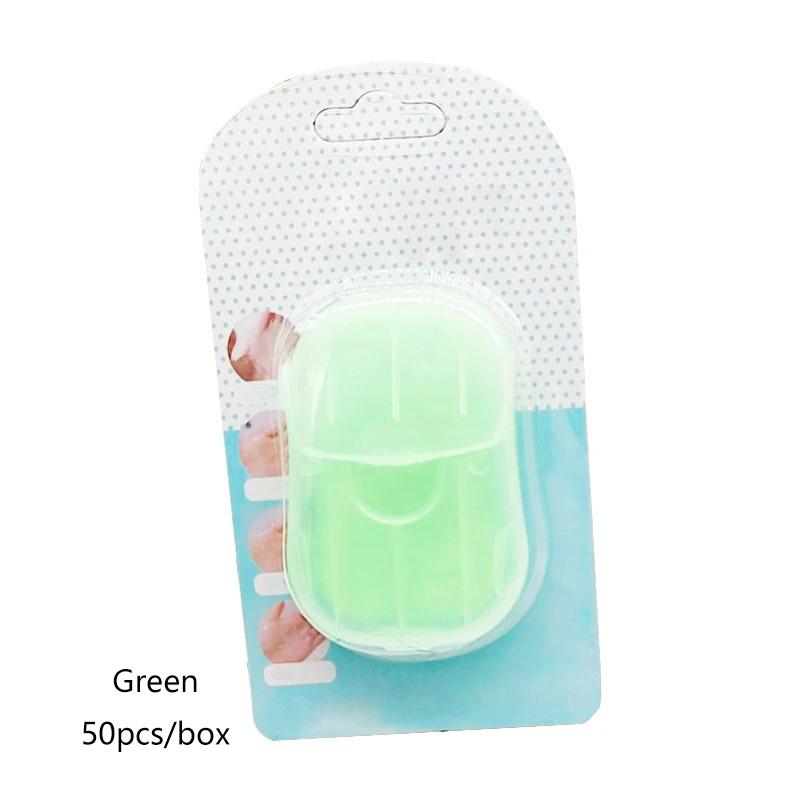 

50Pcs Portable Bathroom Soap Slices Box Hand Washing Clean Soap Paper Tablets Outdoor Camping Travel Scented Foaming Soap