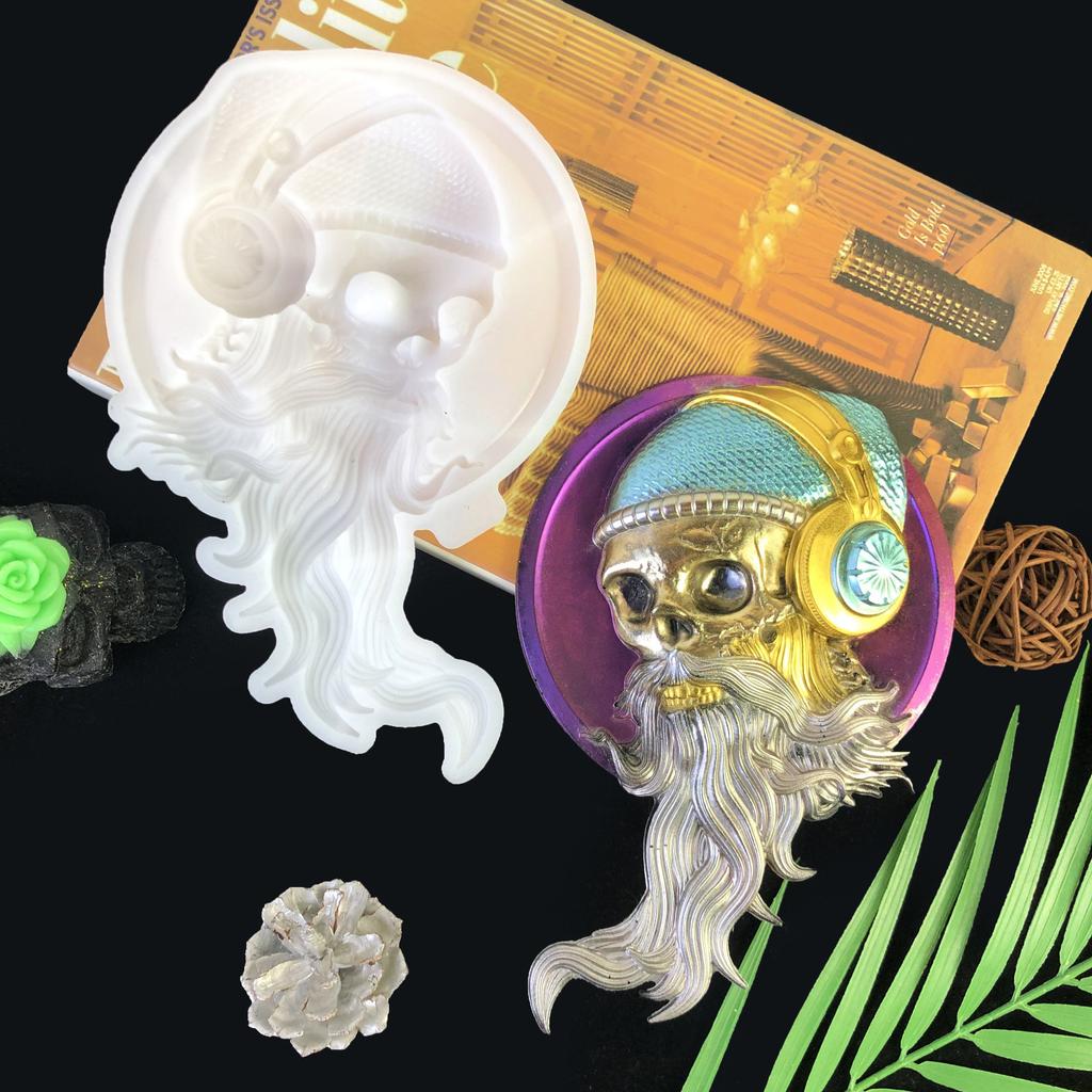 Easy to Clean Silicone Mold Long Bearded Skull Making Mould Wall Decoration Accessory Casting Mould for DIY Lover