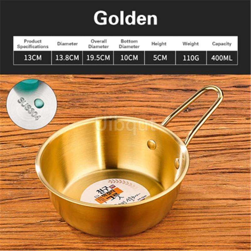 Rice Golden Bowls with Handle Wine Bowl Cooking Basin Seasoning Bowl Noodle Bowl Korean 304 Stainless Steel Rice Wine Bowls
