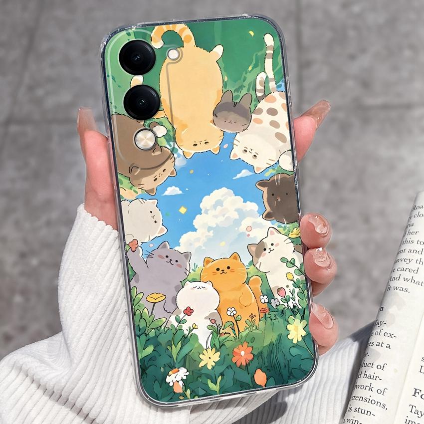 Fashion Casing For Vivo Y04 Y02 Y02a Y02s Y400 Pro X200 Ultra X200s Phone Case Lovely Cat Panda Shell Transparent TPU Soft Silicone Shockproof Housing