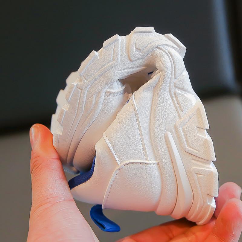 Boys and Girls Leather Surface Sneakers Casual Soft Bottom White Shoes Spring and Autumn New Children Dad Shoes
