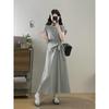 Large Size Fat Mm Design Sense Lace-up Waist Dress Women's 2026 Summer Fashion Foreign Style Thin Casual T-shirt Skirt