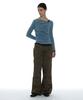 PARTIMENTO WOMEN 2Way Belted Layered Parachute Pants_Brown