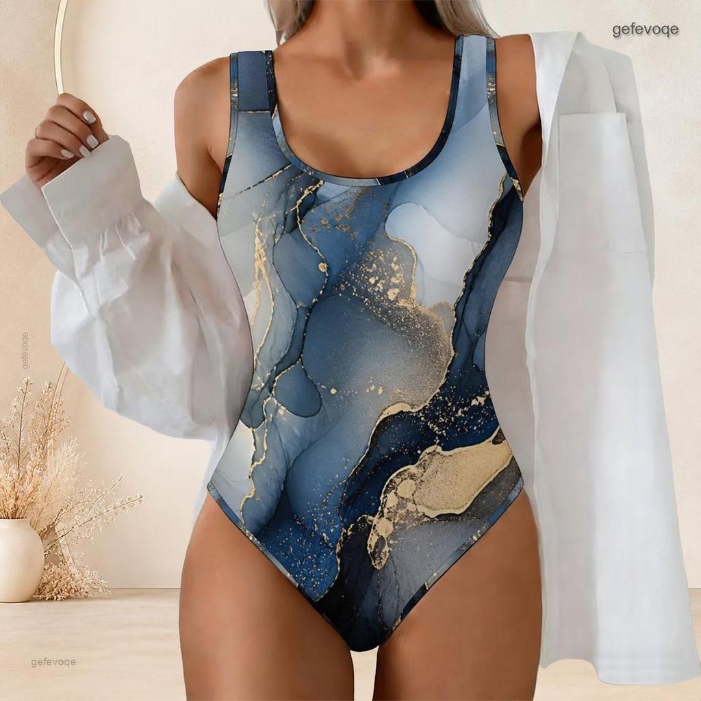 Women Plus Size Scoop Neck Wide Straps High Cut One Piece Swimsuit Halloween Pumpkin Floral Printed