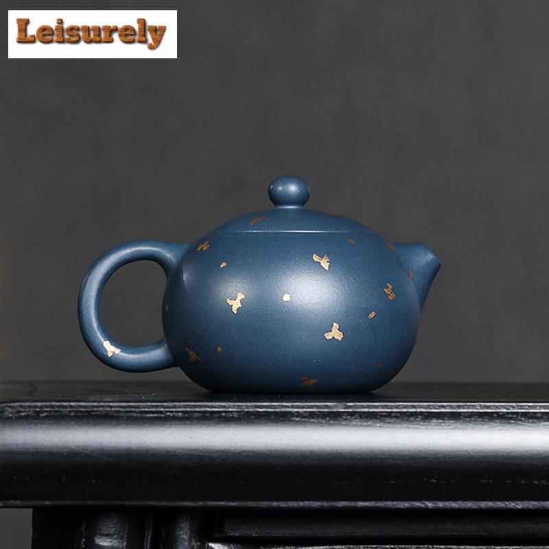 210ml Vintage Yixing Purple Clay Teapots Handmade Xishi Pot Raw Ore Azure Mud Kettle With Infuser Chinese Zisha Tea Set Tea Gift