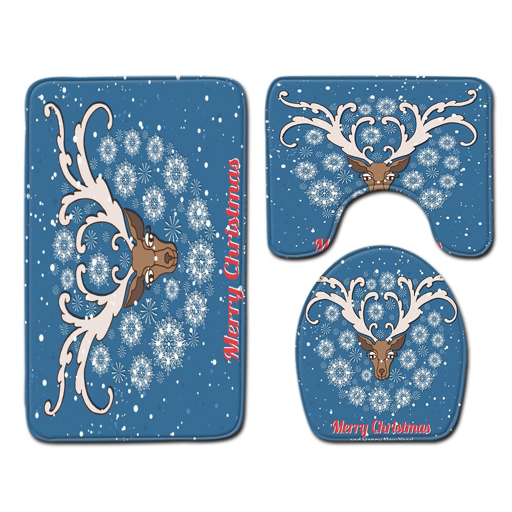 Christmas Bathroom Floor Mat Toilet Three-Piece Set