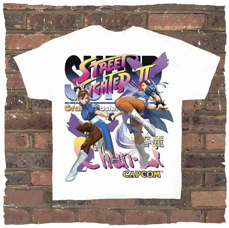 Classic Action Game Arcade Short Sleeve Printed Cotton T-Shirt Vintage High Street Top Casual Loose Streetwear Unisex