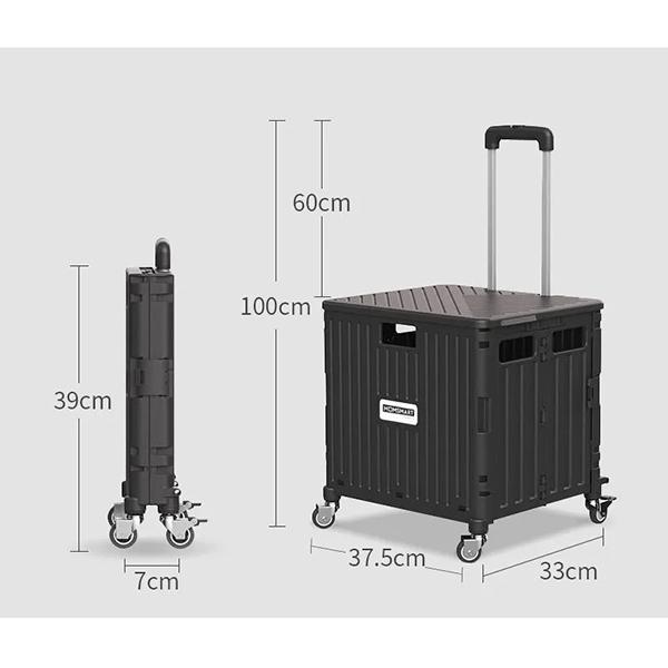 

WTEMPO тележка для покупок портативная складная тележка для кемпинга большая вместительная тележка для покупок бытовой ящик для хранения на открытом воздухе 44.5*15*54cm чёрный