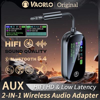 Upgrade Farb-LED-Display Bluetooth 5.4 Sender Empfänger 3,5mm AUX HIFI Stereo Audio Drahtloser Adapter Mit Mikrofon Für TV PC Auto