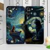 Cute Van-Gogh Starry Night Cat Phone Case for Samsung Galaxy S22 S23 S24 Ultra S25 Plus S21 FE 5G Soft Silicon Cover Fundas Capa