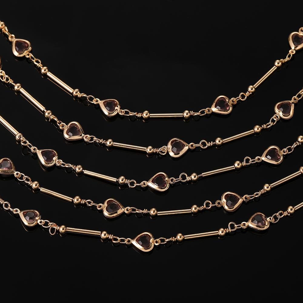 

1meter Copper Tube Chains with Pink Heart Shape Rhinestone Bracelet Findnings for Bracelet Necklace Jewelry Making Accessories