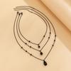 Layered Black Chain with Droplet Pendants Necklace for Women Trendy Charms Separable Chains Accessories on Neck Fashion Jewelry