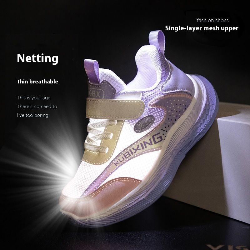 Summer Little Girl Sports Shoes Mesh Children's Running Shoes Breathable White Shoes Spring and Autumn Boys and Girls Shoes