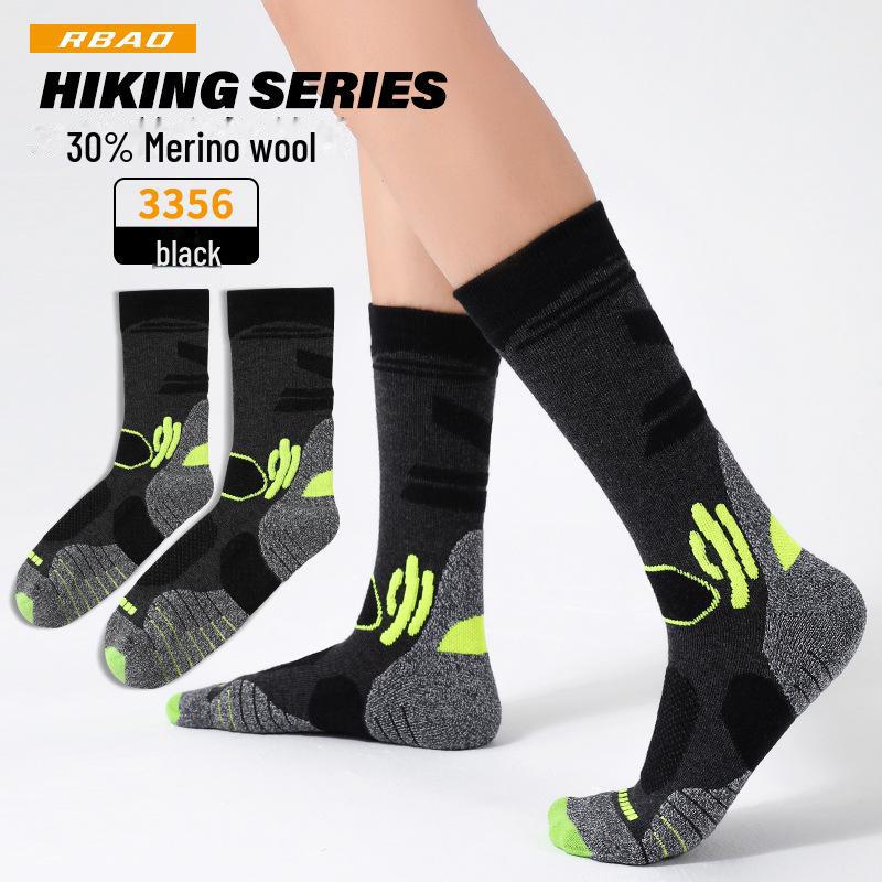 30% Merino Wool Outdoor Hiking Mid-Tube Socks - Thick & Warm for Sports & Mountaineering