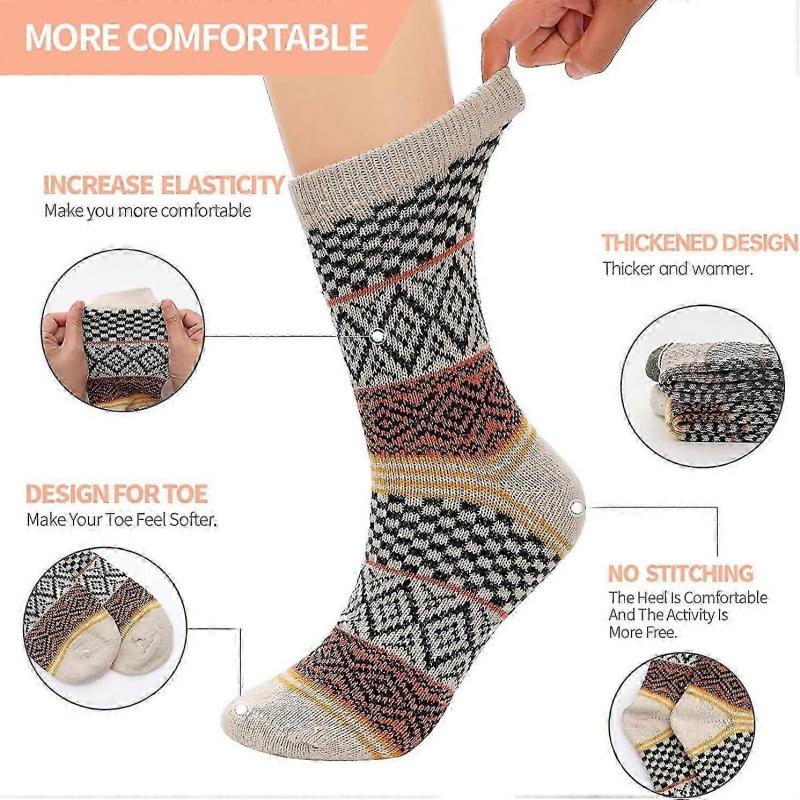 5 Pairs Thermal Women Socks Warm Thick Knitting Winter Wool Sock for Ladies
