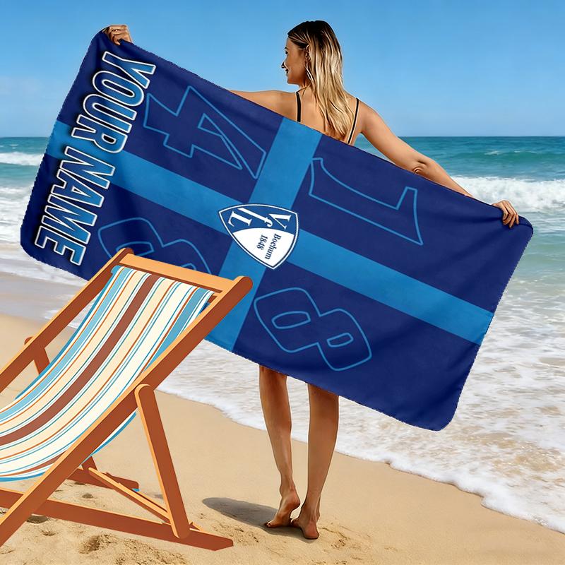 Custom Name V Print Beach Towel, Large Soft Quick Dry Towel for Beach Camping Swimming