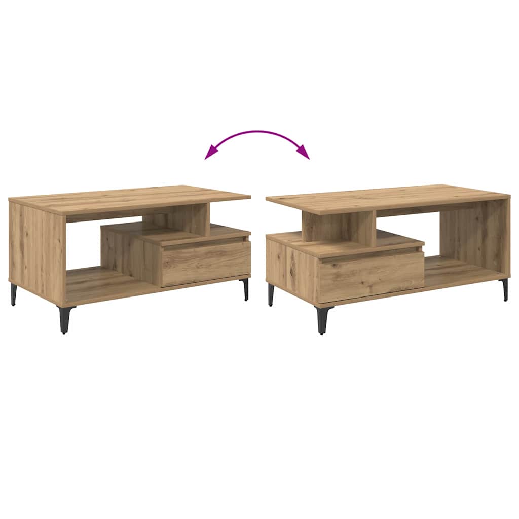 Artisan Oak Coffee Table 90 X 49 X 45 Cm Engineered Wood