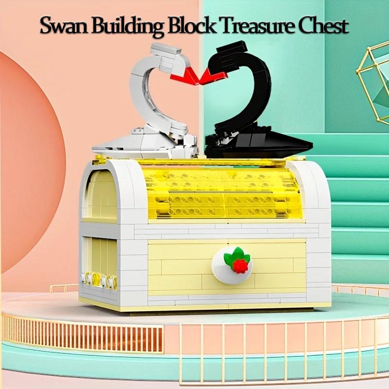

524 шт., шкатулка для ювелирных изделий в виде лебедя, строительные блоки, модель, коробка для колец, исповедь, романтическая подарочная коробка, креативное украшение, рождественские подарки, детские игрушки золотой/белый