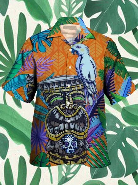 Camisas Hawaianas Transpirables Sueltas con Estampado 3D Modernas Geniales de Moda Tops para Fiesta en la Playa Mangas Cortas Verano para Hombre