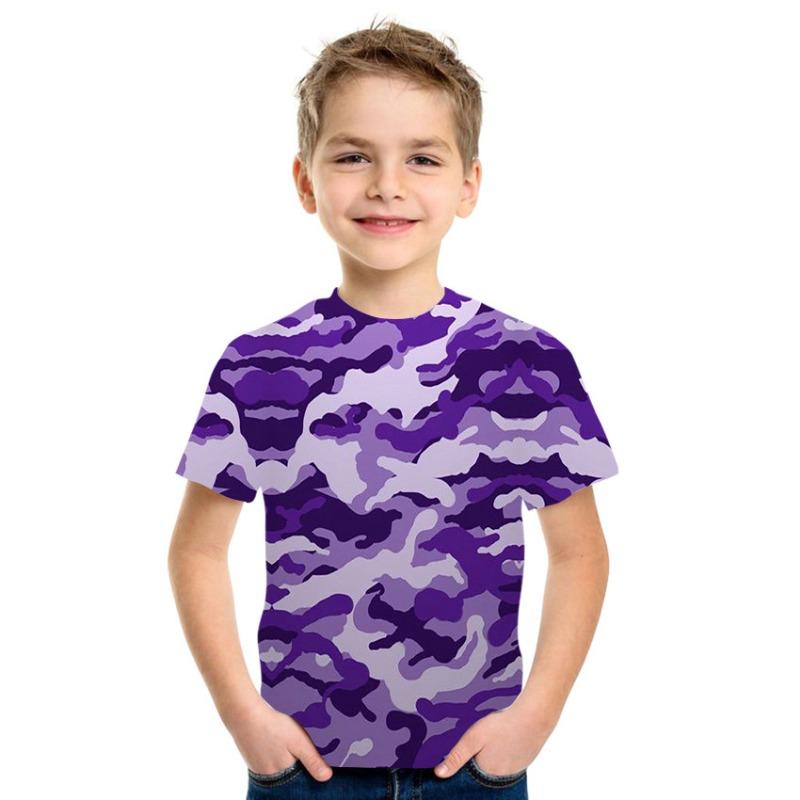 Kinderkleidung Camouflage Farbe 3D-Druck T-Shirt Jungen Mädchen Kleidung 2-10 Jahre Kind Baby Rundhals Oberteil Sommer Outdoor Spielkleidung