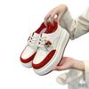 Popular beaded ugly cute little white shoes women's 2025 new autumn niche leather fashion thick-soled foreign casual board shoes