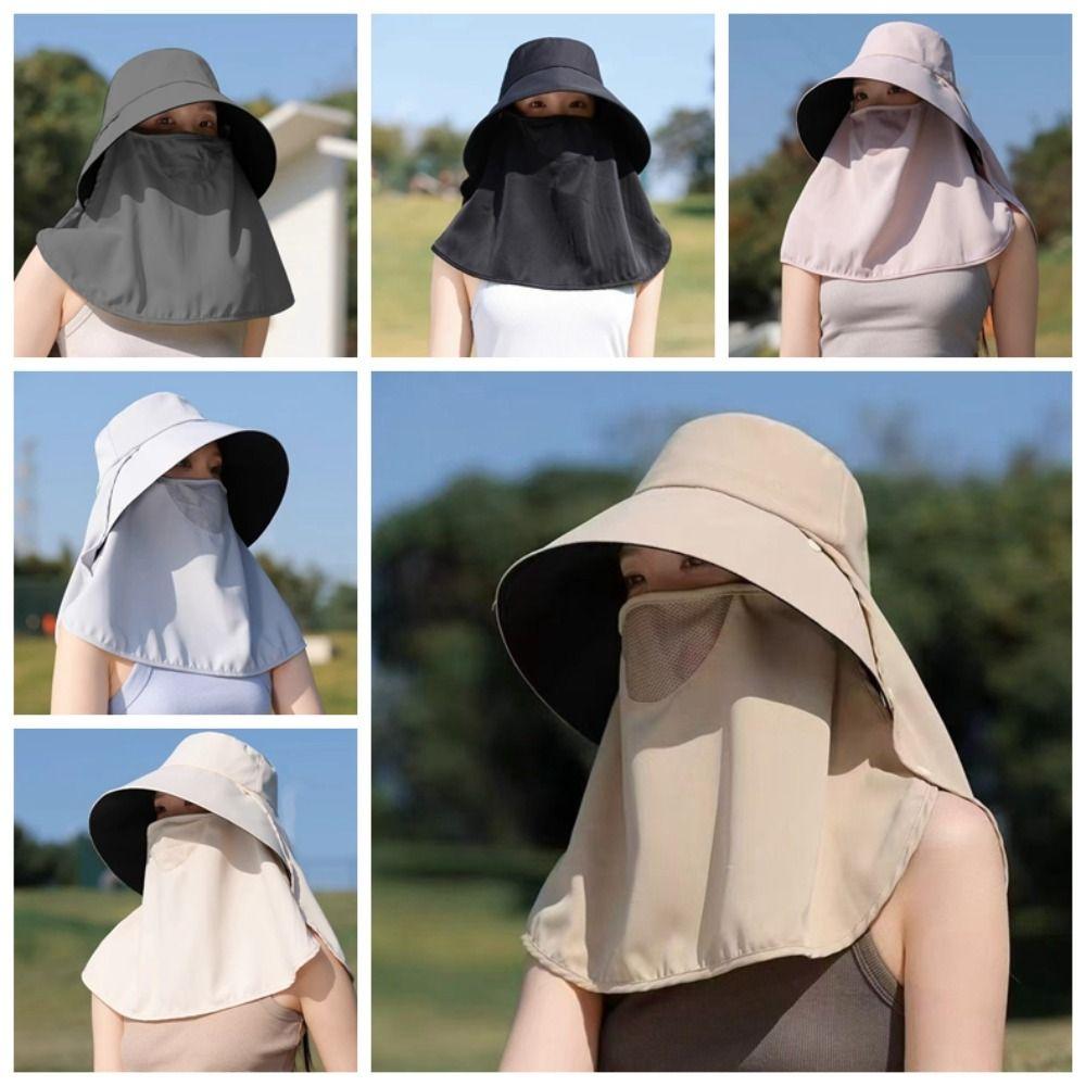 Wide Brim Sunscreen Fisherman Hat Breathable Neck Flap Hat Sunscreen Cap Sunshade Sun Hat  Beach