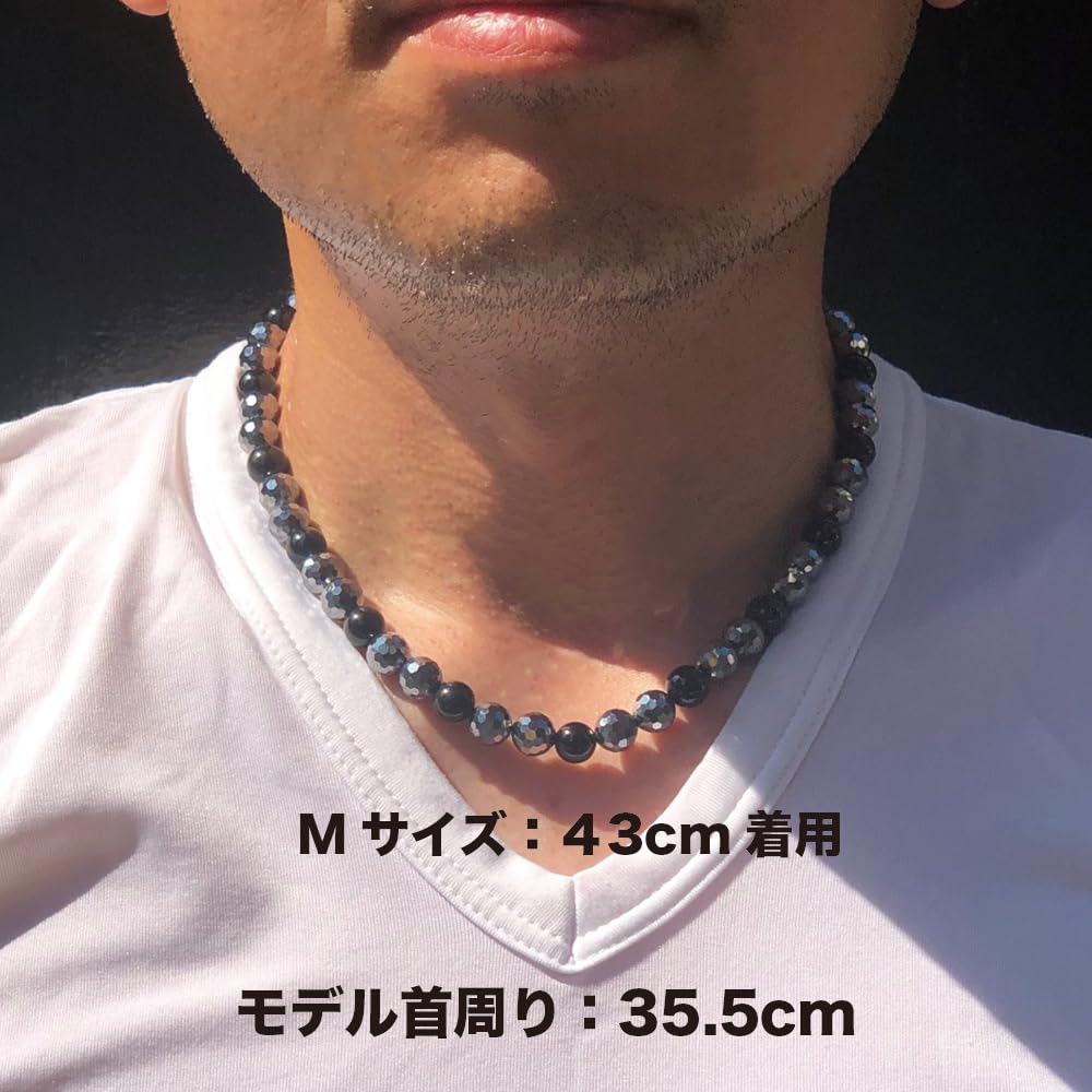 [ZAAP] Tech Necklace BT8 Natural Stone Black Tourmaline (Black Tourmaline 8mm / Large Size 47cm)