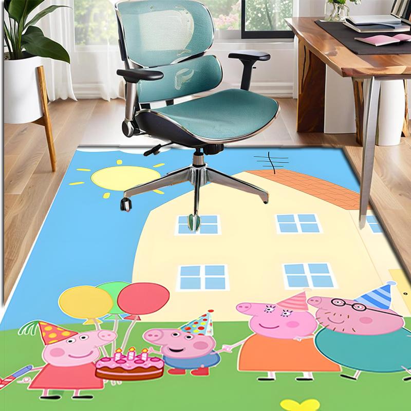 Peppa Pig Pattern Rug, Indoor/Outdoor Mat, for Picnic, Gameroom, Bedroom, Office, Living Room, Home Decor Carpet, Birthday Gift