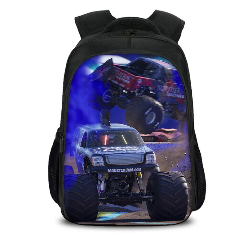 Monster Jam double-layer backpack cartoon print new trend student school best campus companion birthday gift