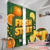 2pcs 2D flat printing Party Curtains Fresh Start Citrus Fruit Polyester Without Electricity Holiday Decorations Use for Indoor